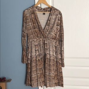 H&M snake skin print dress empire babydoll medium